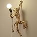 CHABEI Industrial Wall Lighting Fixture Vintage Resin Monkey Light Wall Lamp for Living Room Children's Kid's Bedroom Club Decoration (Gold)