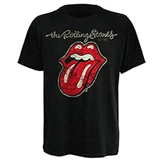 The Rolling Stones T-shirt vintage avec logo langue plastered Tongue Taille XL, Noir , XL - Les Beatles, Paul McCartney, John Lennon, RIngo Starr, George Harrison