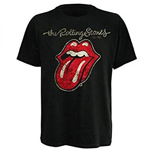 The Rolling Stones T-shirt vintage avec logo langue plastered Tongue Taille XL, Noir , XL - Les Beatles, Paul McCartney, John Lennon, RIngo Starr, George Harrison The Rolling Stones T-shirt vintage avec logo langue plastered Tongue Taille XL, Noir , XL