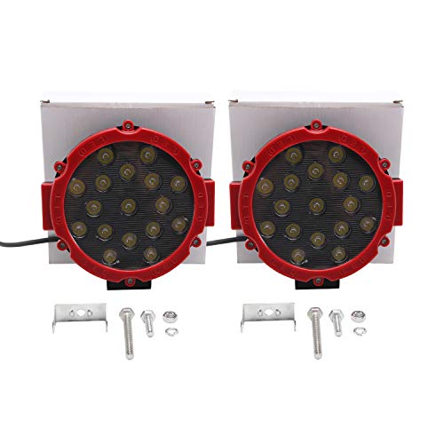 Lumitek 2Pcs 51W 7Inch Round Led Off Road Light Spot Light Led Driving Light Red Led Light For 4X4 Jeep Utv Razor Raptor Tractor Polaris … #TOP5