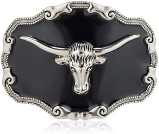 YOQUCOL Mens Long Horn Bull Head Western Cowboy Texas Silver Belt Buckle
