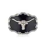 YOQUCOL Mens Long Horn Bull Head Western Cowboy Texas Silver Belt Buckle