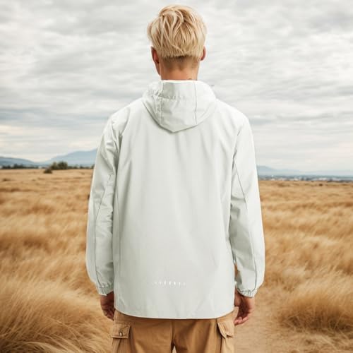 Men's Waterproof Lightweight Rain Jacket Removable Hooded Windbreaker Raincoat Outdoor Windproof Casual Jacket3