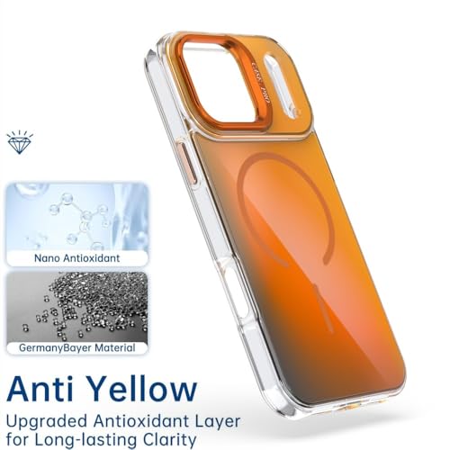 Coque iPhone 17 orange antichoc avec support pour éviter les chutes