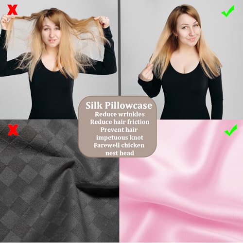 Image of Ear Piercing Pillow for Side Sleepers with Ear Hole, Donut Pillow for Ear with Silky Pillowcase for CNH and Ear Pain Inflammation Pressure Sores Piercing, Ear Guard Pillow (Light Pink Silk)