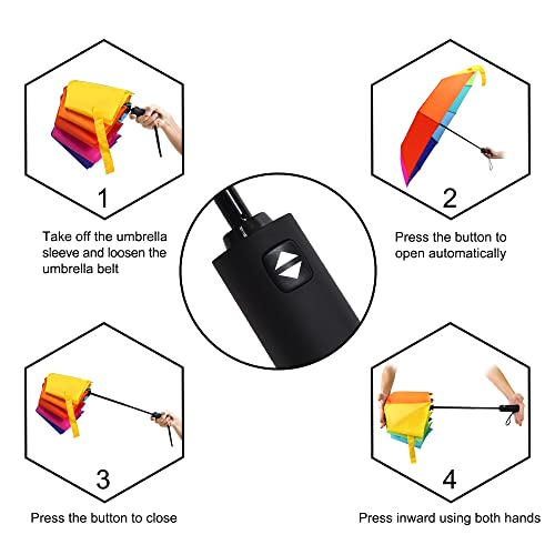 LEAGERA-Rainbow-Umbrella-for-Adults-Smal-Travel-Umbrellas-for-RainSun-Small-Compact-Light-Folding-and-Portable-Rainbow-Umbrella-For-Backpack-Umbrella-Automatic-Open