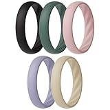 ThunderFit Silicone Ring Enhancers for Women, Breathable Women's Rubber Engagement Rings, Thin (Pack E, Size 7.5-8)