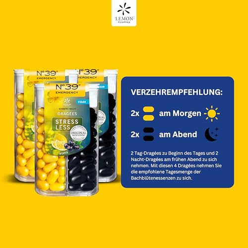 Original Bachblüten N°39 Emergency Stressless Tag & Nacht Dragees 3x 44 g nach Dr. Bach von Lemon Pharma, Vegan