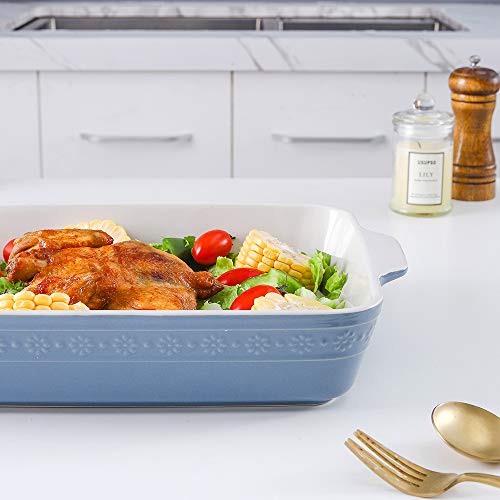 Koov Individual Lasagne Pan Deep, Rectangular 9X13 Baking Dish, Ceramic Baking Dish, Bakeware For Tapas, Roasting, Casserole Dish For Oven, (Haze Blue) #TOP6