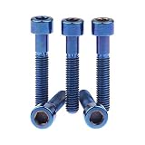 Wanyifa Titanium Ti M6x35mm Black Bolts Allen Head for Bicycle Headset Screws Pack of 5 (Blue)