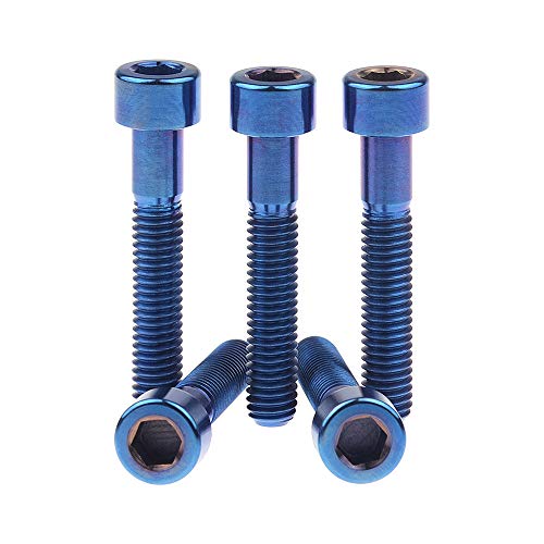 Wanyifa Titanium Ti M6X35Mm Black Bolts Allen Head For Bicycle Headset Screws Pack Of 5 (Blue) #TOP18
