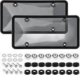 2pcs License Plate Protector License Plate Covers, License Plate Covers License Plate Frames with Screw Caps Cover Kit Clear License Plate Protector