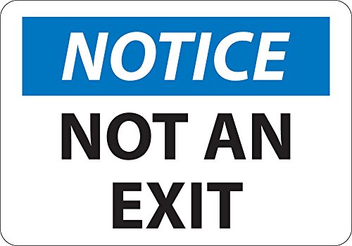 Panneau Not an Exit National Marker en plastique rigide pour signalisation de porte et couloir