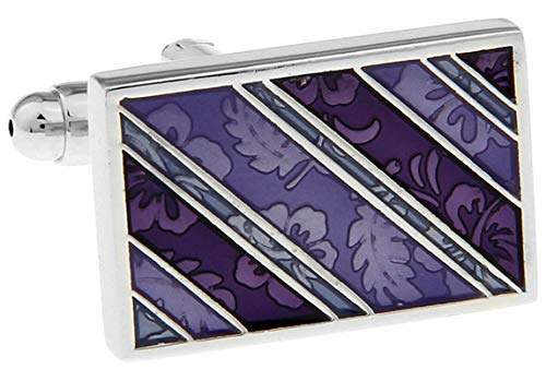 Mancuernillas Daesar para hombre patrón de flor morado miniatura 3