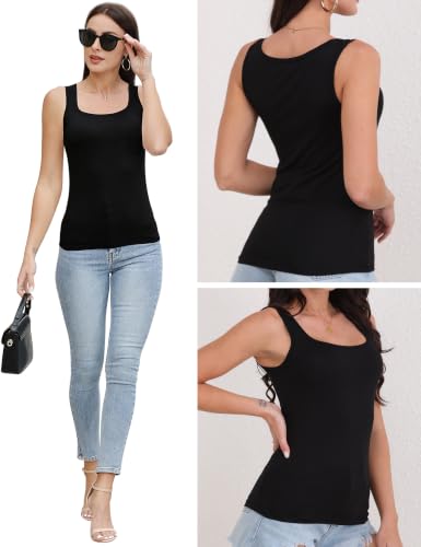 Image of BQTQ 5 Pcs Women's Square Neck Tank Tops Sleeveless Undershirt Basic Tanks