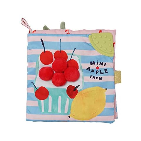 Manhattan Toy Mini-Apple Farm Soft Activity Crinkle Book for Baby & Toddler with Discovery Mirror and Textured Teether Multicolor Cover