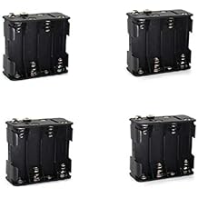 MulticoloredLED 4Pcs 8 AA Battery Holder, 12V/9.6V 8 x AA Thicken Battery Holder with Standard Snap Connector, Thicken T Type 8 Slots Battery Holder Compatible with LED, DC Bulb, Black