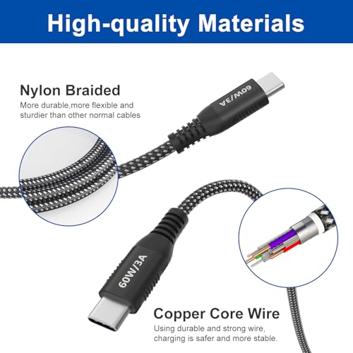 Image of USB C to USB C Cable 20ft, Super Long 60W Type C to C Charging Cord Braided USB 2.0 Data Transfer Long USB C Cable Compatible with iPhone 15 /16, Samsung Galaxy, Pixel, Pad Pro /Air, MacBook Pro /Air