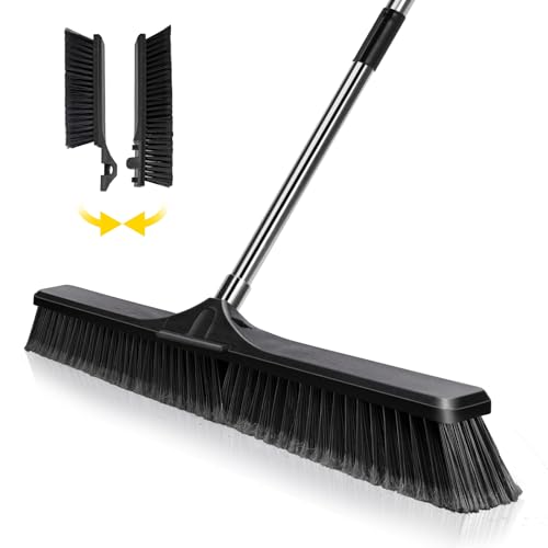 Masthome Balai Extérieur, 63 cm Grand Balais Industriel, Balai Brosse Sol avec Manche Réglable en Inoxydable pour Le Nettoyage des Routes, Cour Extérieure,...