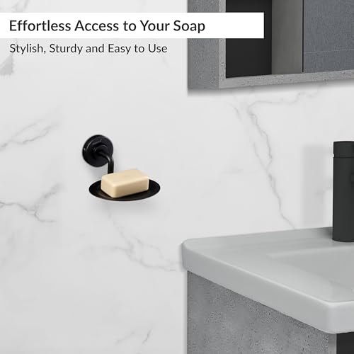 Image of Plantex (Primax) 304 Grade Stainless Steel Soap Holder /Stylish and Durable Soap Dish for Bathroom /Single Soap Tray /Bathroom Accessories - Daizy (Black)