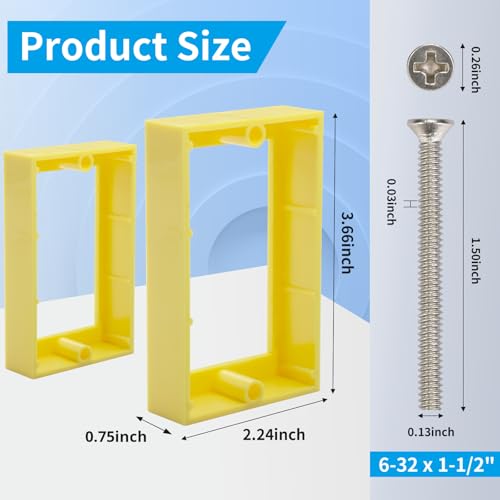 Image of 12PCS 3 /4 Inch Single Gang Outlet Box Extender,Yellow | Electric Outlet Extender Box With 24 screws; Gang Box Extender for Electrical Outlet Box and Electrical Outlet Switches.