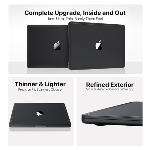 Image of Soonjet for MacBook Air 15 inch Case | M5 M4 M3 M2 2026 2025-2023 | Crack-Resistant Upgrade | Thinner, Lighter, Tougher | Hard Shell Laptop Cover | A3448 A3241 A3114 A2941 | Noble Black Clear