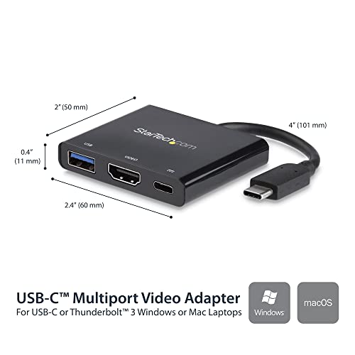 StarTech.com Adaptateur multifonction USB C vers HDMI 4K avec USB Power Delivery et port USB A Avec fil USB 3.2 Gen 1 3.1 Gen 1 Type C 5 Gb - vue 3