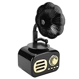 Erchineko Mini Altavoz Inteligente Retro con Bluetooth, Altavoz de Escritorio Portátil, Reproductor de Música, Batería Integrada de 5W y 1200mAh, Radio FM para Viajes en Casa y Oficina (Black)
