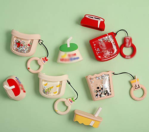Iplus 3D Liquid Cartoon Airpods Case, Super Cute Bling Bubble Tea Shiny Sparkle Quicksand Cover, Soft Silicone Protective Airpods 1 & 2 Stand Mini Bag With Finger Loop (Bubble Tea) #TOP4