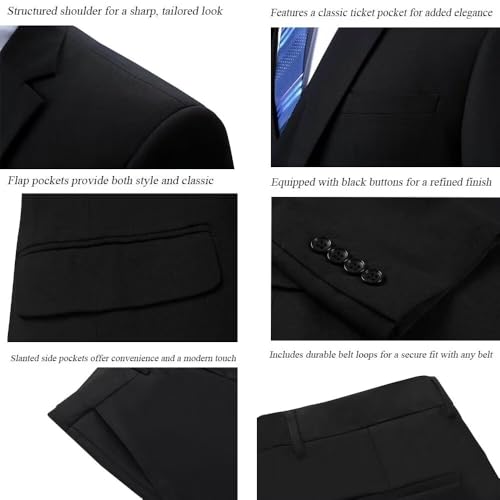 Mens 3 Button Suits Classic Fit Men Business Formal Attire 2 Piece Three-Button Jacket Dress Pants Suit Set4