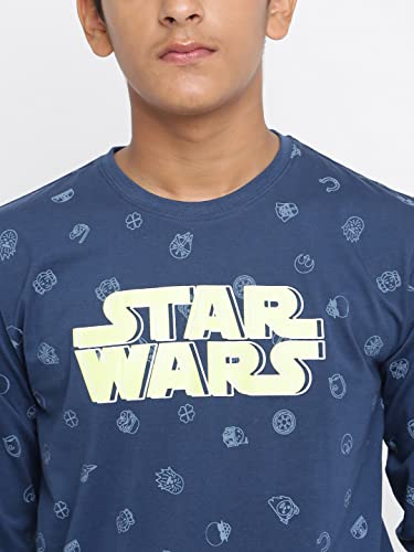 Image of Li'l Tomatoes Boys Regular Fit Printed Round Neck Cotton Tshirt Dblue