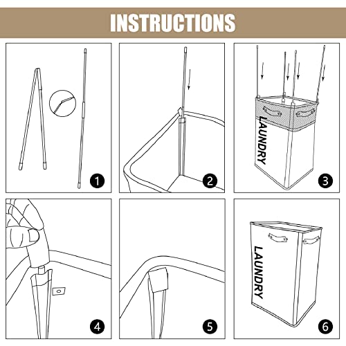 DOKEHOM 29-Inches X-Large Laundry Basket with Removable Wash Bag on Wheels, Collapsible Rolling Laundry Hamper, Foldable Clothes Organizer, Folding Washing Bin (Dark Grey) - Image 7