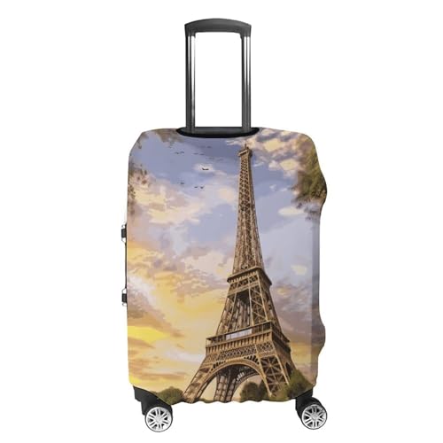 Eiffel Tower Paris Travel Luggage Cover Dustproof Suitcase Cover Luggage Covers For Suitcase Thicken Elastic Suitcase Protector Washable Baggage Covers Fit 19-32 Inch Luggage S4