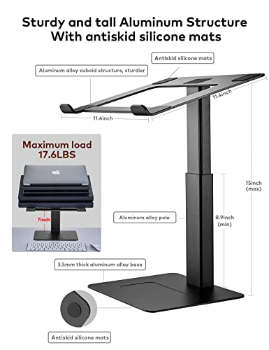 DEEDRR-Laptop-Stand-for-Desk-Ergonomic-Sitting-and-Standing-Laptop-Riser-for-Notebook-MacBook-11-17-InchesDJ-Laptop-Stand-Adjustable-Height-from-7-15-Inches-AluminumBlack