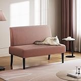 Yaheetech Küchensofa 2-sitzer Sitzbank Polstersofa aus Cordstoff Doppelsofa ohne Armlehnen Stoffsofa Loungesofa fürs Wohnzimmer/Eingangsbereich/Büro, Rosa