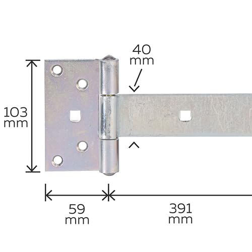 Alberts 310967 Kreuzgehänge | mit verpresstem Stift | galvanisch verzinkt, dickschichtpassiviert | Band 391 x 40 mm | Scharnier 103 x 59 mm
