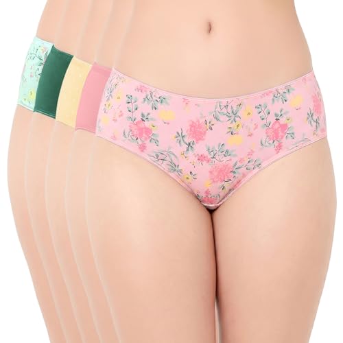 Image of juliet Cotton Hipster Premium Panties Set of 5 Full Coverage Stretchable Fabric