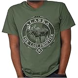 Alaska AK Rugged Mountain Moose Graphic T Shirt Men or Women Military Green