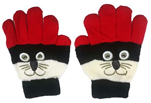 Luva infantil inverno Bichinho gatinha Quente 3 a 8 anos Proteção Frio (preto)