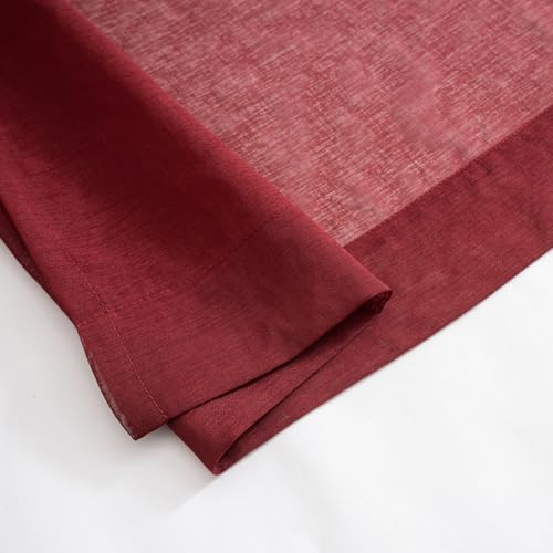 Image of Burgundy Sheer Curtains - 2 Panel Sets, 90 Inches Long, Rod Pocket, for Bedroom & Living Room