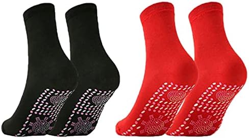 Alvo Feet Socks, Alvo Feet Tourmaline Socks, Alvo Feet Socks for Varicose Veins, Comfortable and Soft, Alvo Feet Socks for Women (Black+Red)