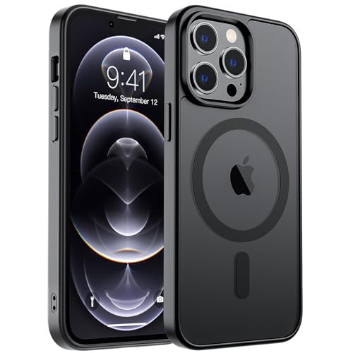 zapica Magnetic for iPhone 12 Pro Max Case, [Compatible with MagSafe] [Military Grade Drop Protection] Translucent Matte Shockproof Anti-Scratch Phone Case, Black