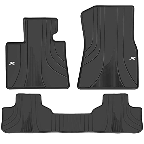 Matericuo Car Floor Mats Custom Fit for BMW X6 (G06) 2020-2025 Black White Rubber Auto Liner Mats All Weather Protection Heavy Duty Odorless