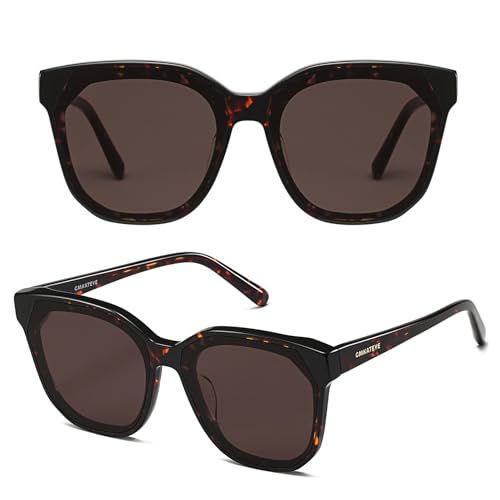 GMKATEYE Sunglasses Womens Oversized - Tortoise Shell Acetate Frame, Brown Square Sun Glasses 100%...