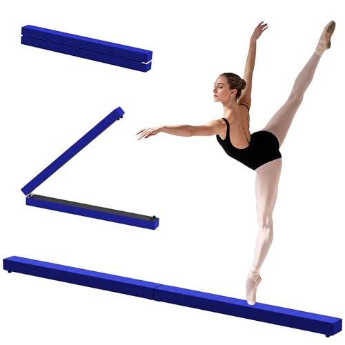 HOMCOM Barra de Equilibrio Gimnasia Plegable 210 cm Barra de Gimnasia Artística Viga de Equilibrio para Niños Principiantes y Gimnastas Profesionales para Entrenamiento en Casa Azul