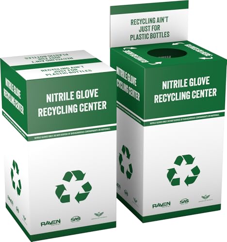 SAS Safety Raven Nitrile Glove Recycling Center Pack of 5, Reduce Landfill Waste, Recycles Used Disposable Gloves for Reuse, Sustainable Resource Management, 55 Pound Capacity