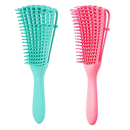 Luxtrip Detangling Brush for Curly Hair,Detangling Brush for Natural Hair-Detangler,for Afro America 3a to 4c Kinky Wavy, Curly, Coily Hair,for Wet/Dry/Long Thick Curly Hair (green and pink)
