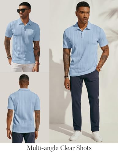 Image of PJ PAUL JONES Mens Polo Shirts Short Sleeve Textured Knit Polos