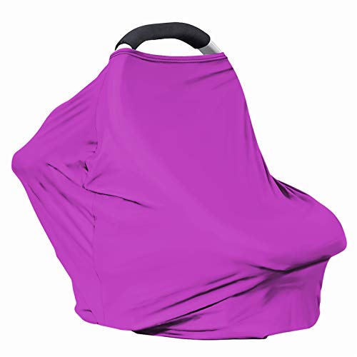 Image of Solid Color Car Seat Nursing Breastfeeding Cover, Multi Use Cover Cozy Carseat Canopy Cover, Infant Babies Stroller Cover,Ultra Soft Stretchy Nurse Gifts Mauve Breastfeeding Cover
