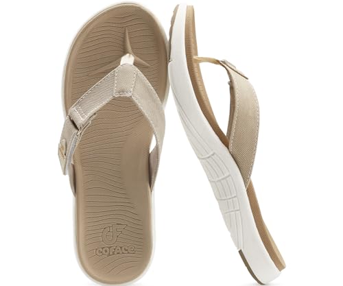 Image of COFACE Flip Flops for Women with Arch Support Beach Thong Sandals for Woman Adjustable Fashion Orthopedic Sandal Outdoor
